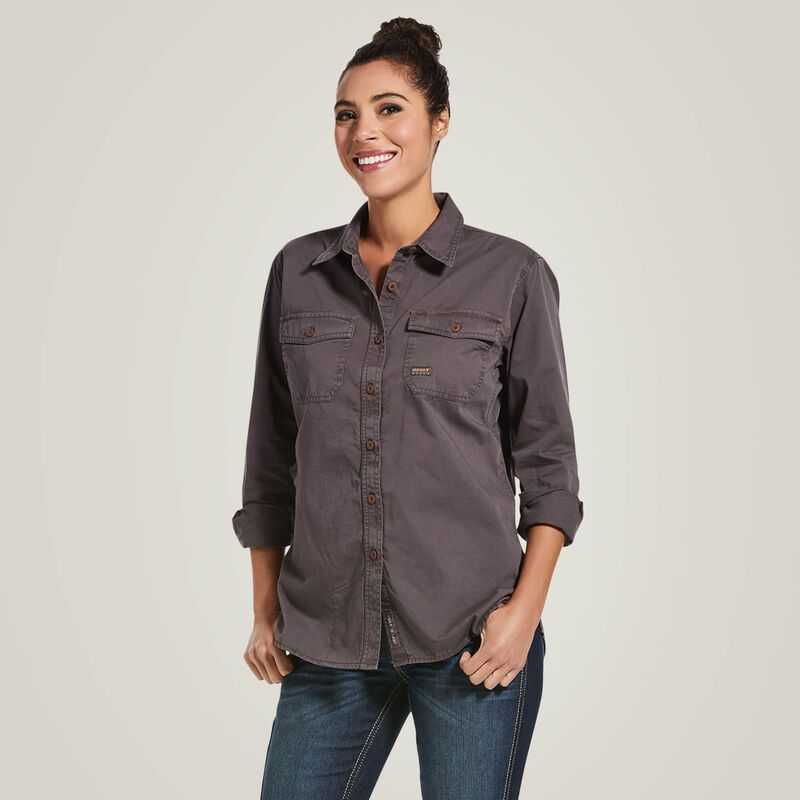 Ariat Rebar Washed Twill Work Shirt Grey | 509RKFVYS