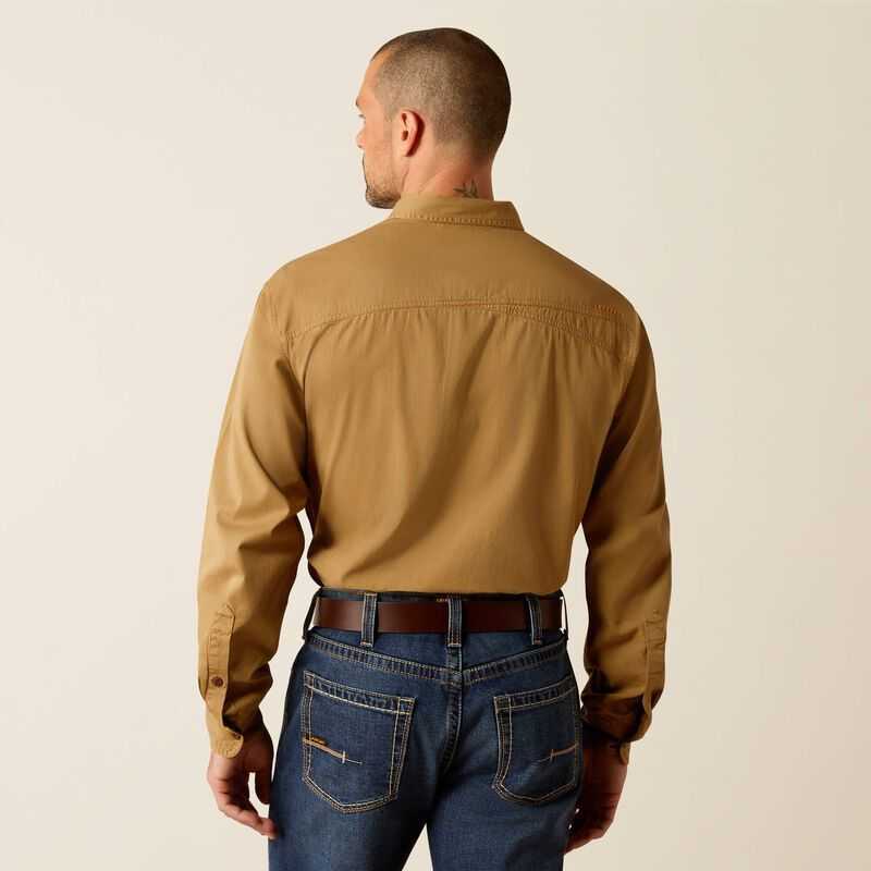 Ariat Rebar Washed Twill Work Shirt Khaki | 136OKJRWY