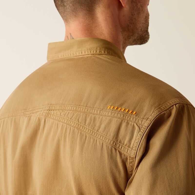 Ariat Rebar Washed Twill Work Shirt Khaki | 136OKJRWY