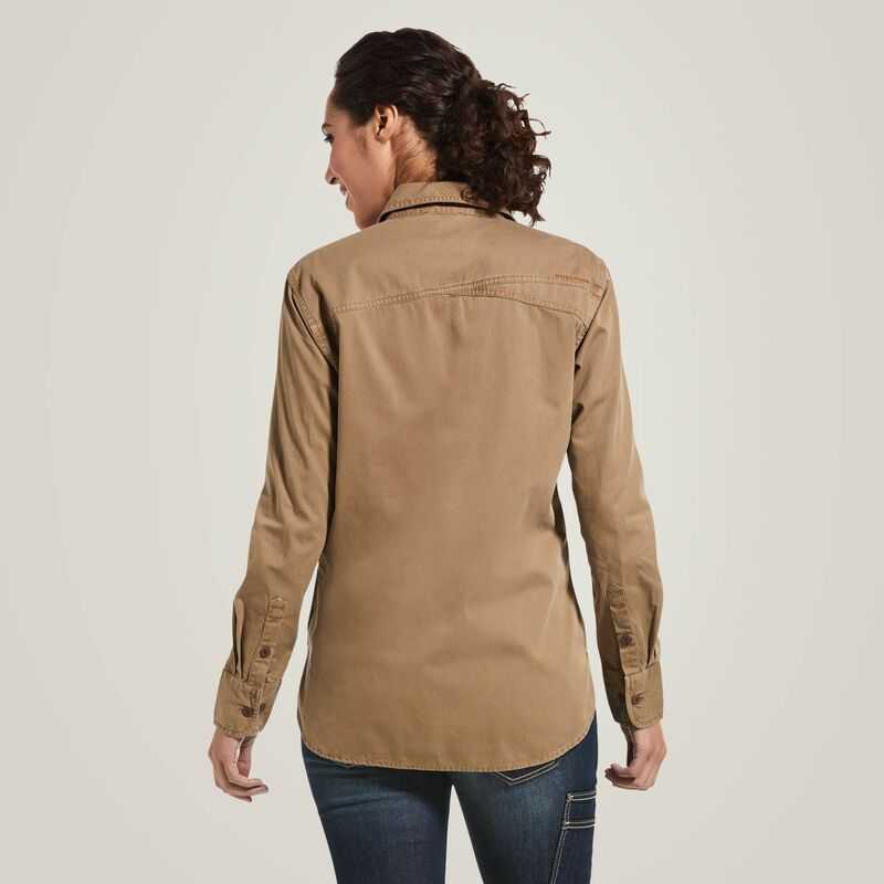 Ariat Rebar Washed Twill Work Shirt Khaki | 093FVSNZP