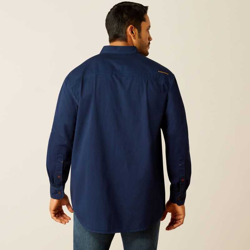 Ariat Rebar Washed Twill Work Shirt Navy | 960UBYVHL