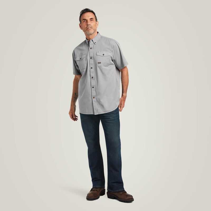 Ariat Rebar Washed Twill Work Shirt Silver | 905GEJIDF