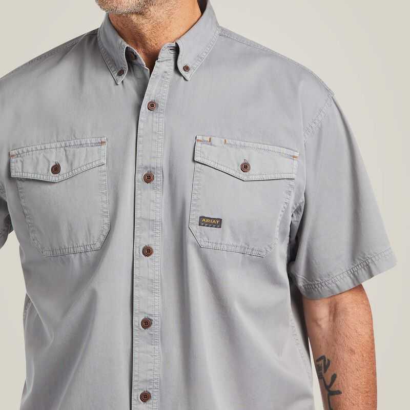 Ariat Rebar Washed Twill Work Shirt Silver | 905GEJIDF