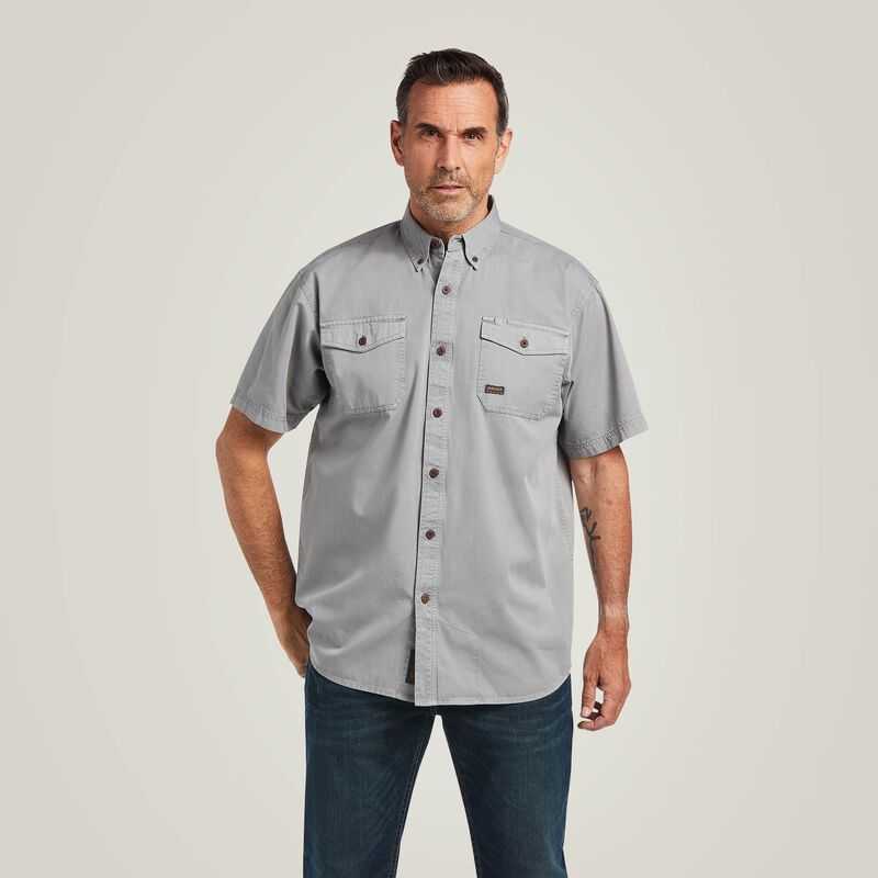 Ariat Rebar Washed Twill Work Shirt Silver | 905GEJIDF