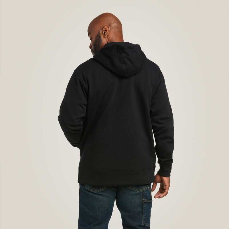 Ariat Rebar Workman 1/4 Zip Hoodie Black | 953BNCDXR