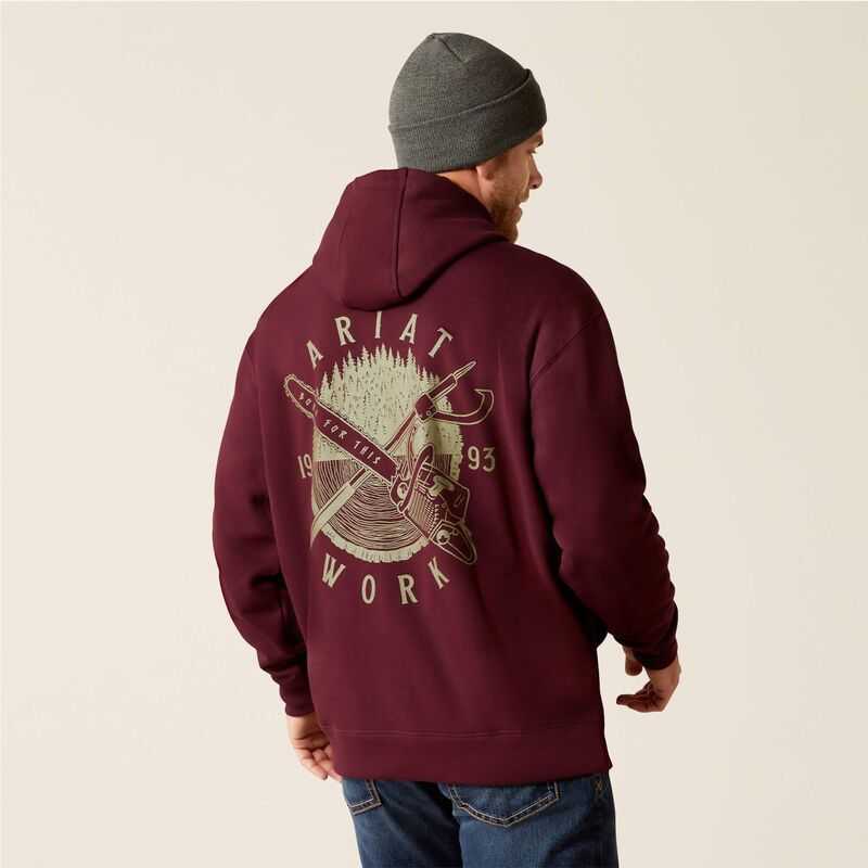 Ariat Rebar Workman Chainsaw Hoodie Malbec | 624YUPJOX