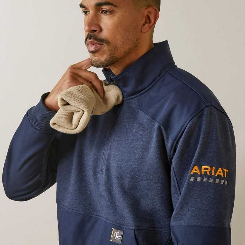 Ariat Rebar Workman Duracanvas 1/4 Zip Sweatshirt Navy / Navy | 591WONLJV