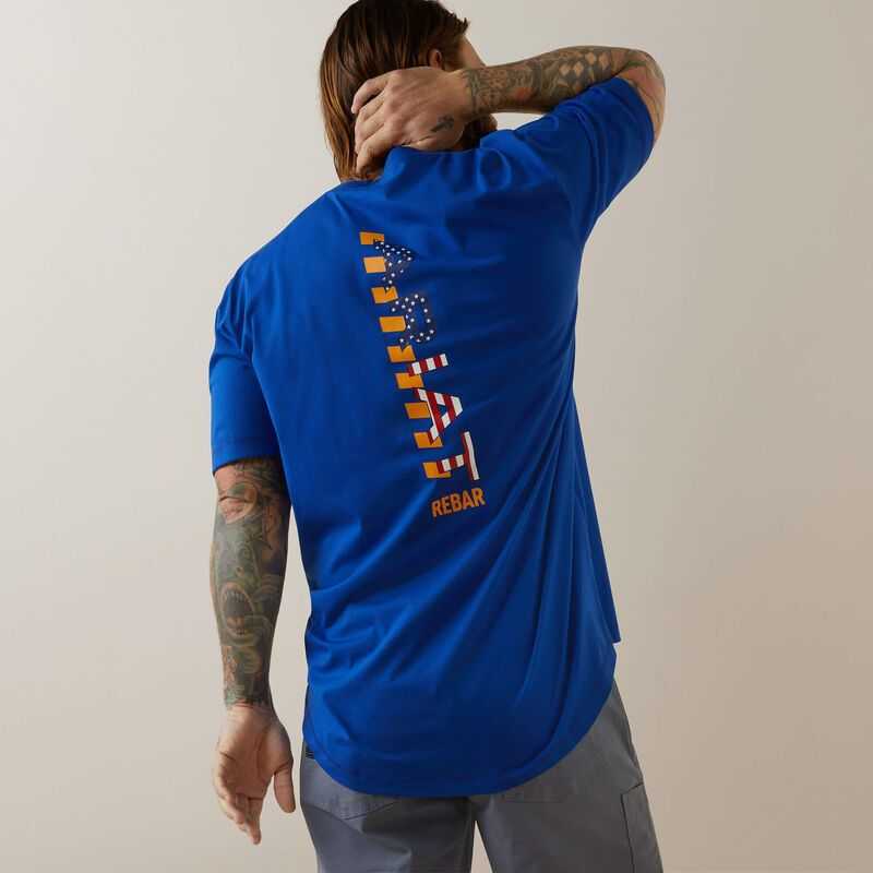 Ariat Rebar Workman Logo T-Shirt Royal Blue | 342LPSYOI