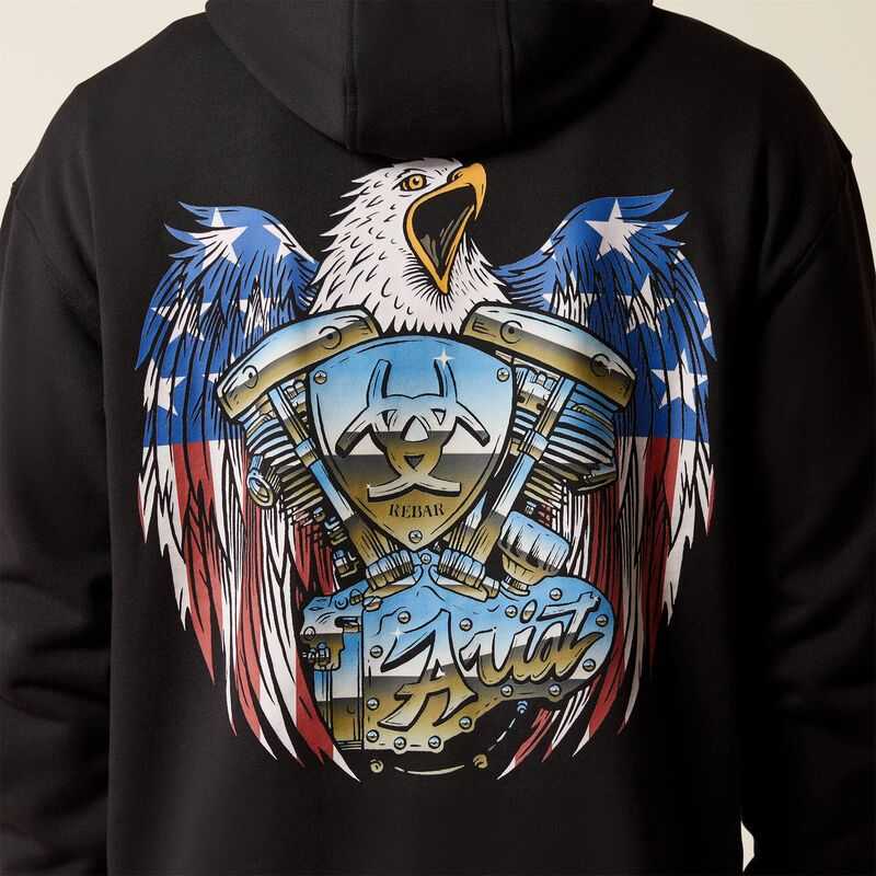 Ariat Rebar Workman Moto Eagle Hoodie Black | 273BPEKWN