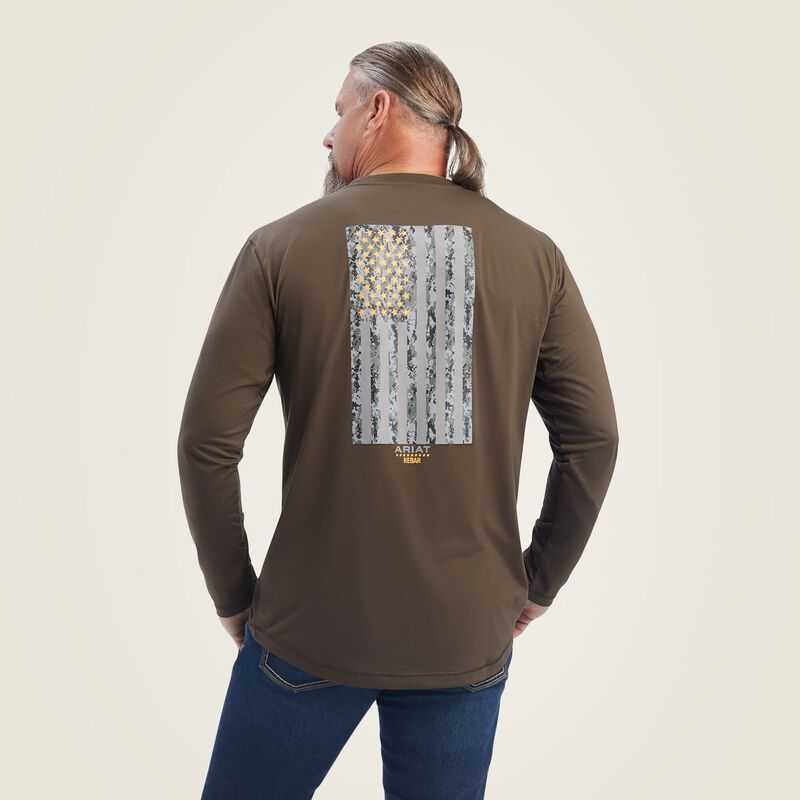 Ariat Rebar Workman Reflective Flag Graphic T-Shirt Wren | 582YZELJG