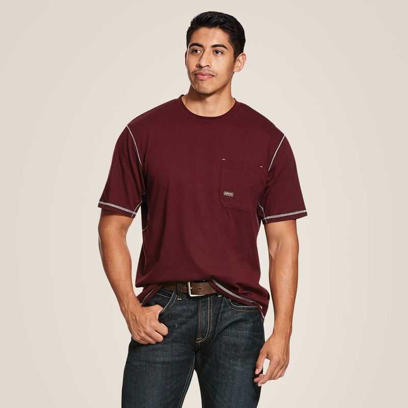 Ariat Rebar Workman T-Shirt Malbec | 682TFVLUJ