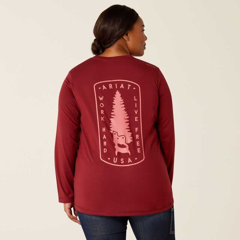 Ariat Rebar Workman Tree Saw T-Shirt Dark Red | 276SATUEB