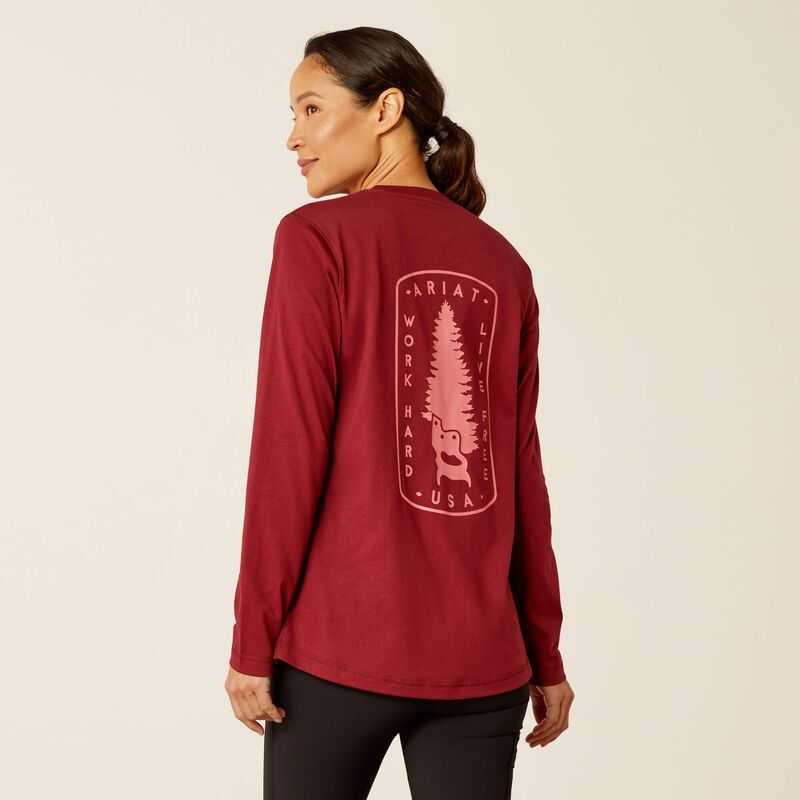 Ariat Rebar Workman Tree Saw T-Shirt Dark Red | 276SATUEB