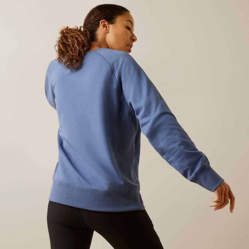 Ariat Rebar Workman Washed Fleece Sweatshirt Blue | 715QSWPLO