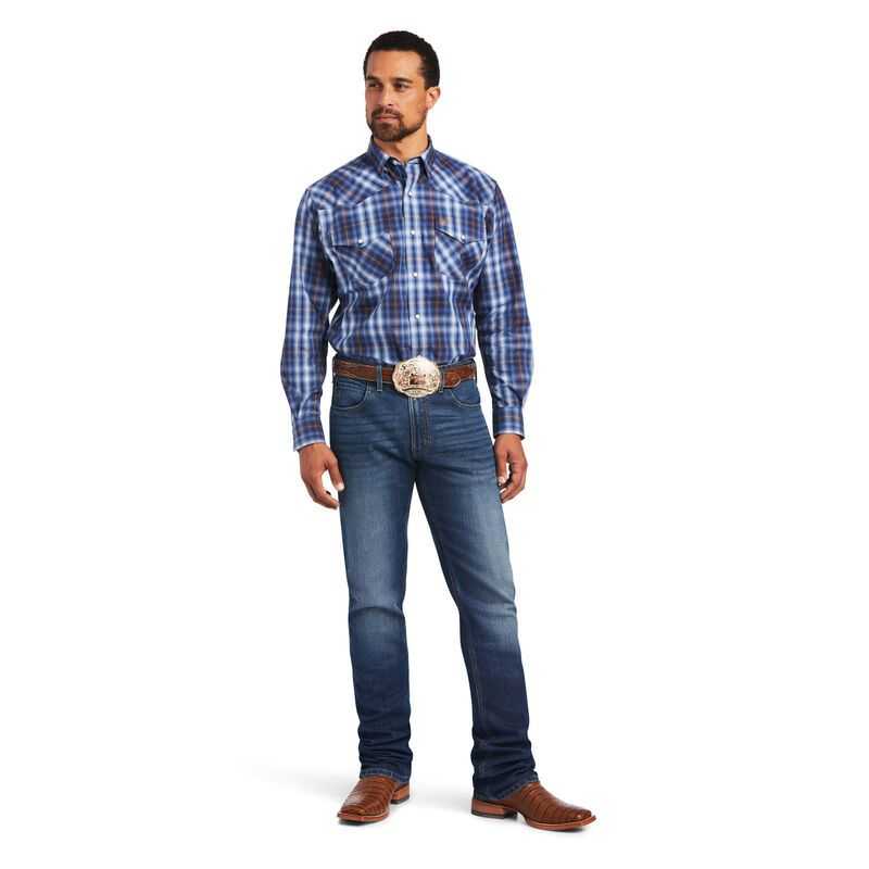 Ariat Relentless Inexorable Stretch Classic Fit Snap Shirt Blue | 948BZWHTE