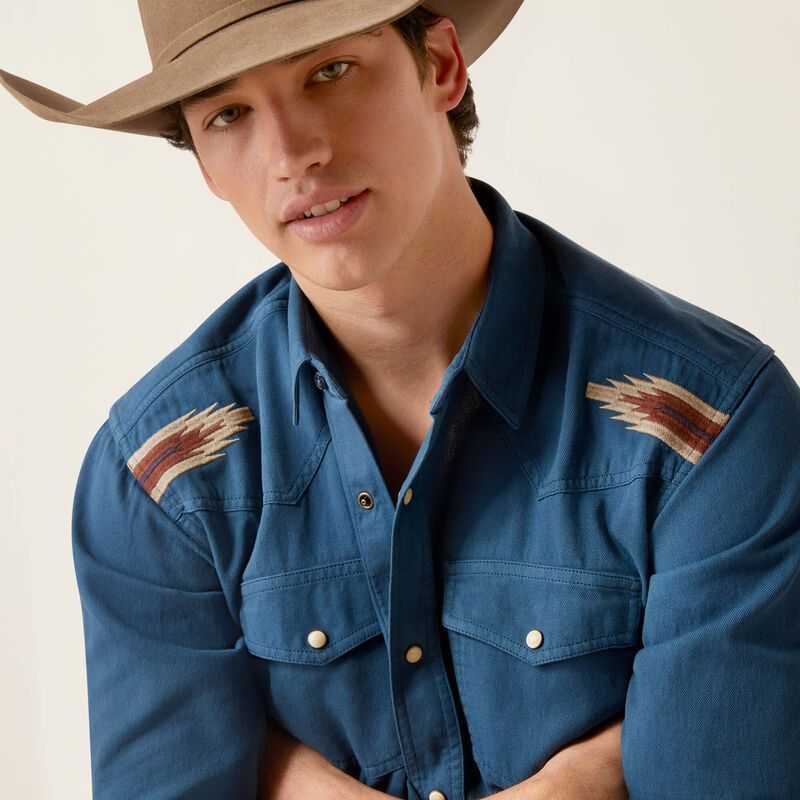 Ariat Retro Chimayo Retro Fit Shirt Blue | 568ZUCAYD