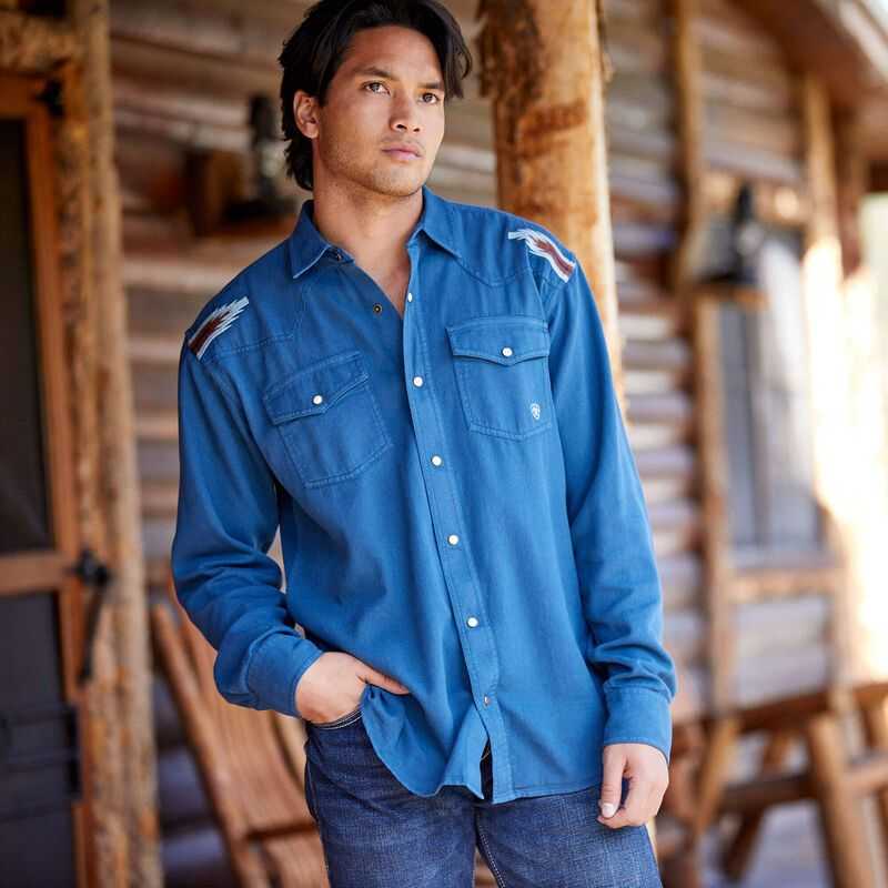 Ariat Retro Chimayo Retro Fit Shirt Blue | 568ZUCAYD