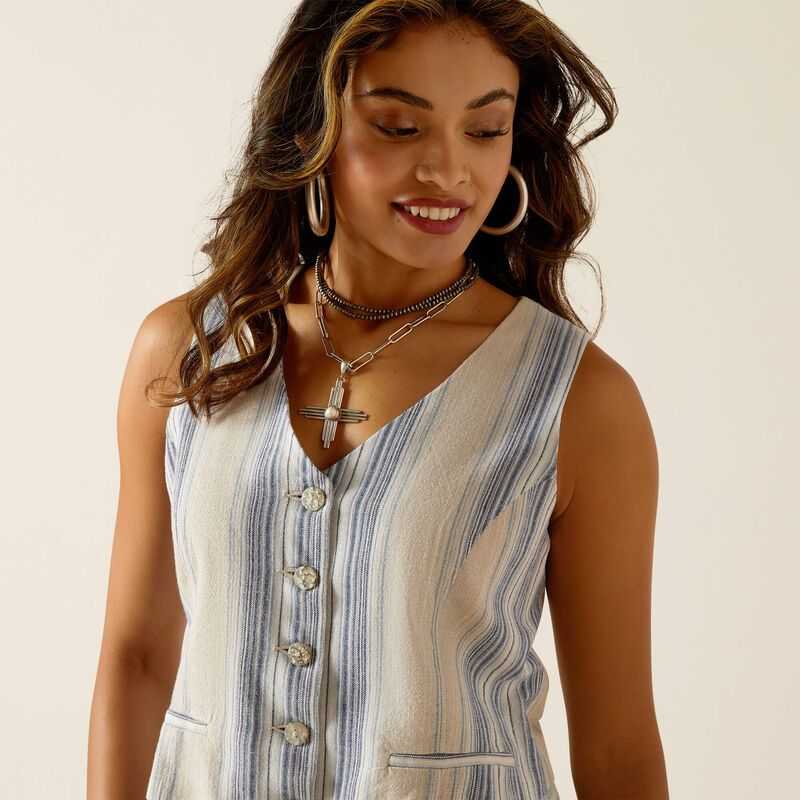 Ariat Rhett Vest Blue Stripes | 675ZHWQCJ