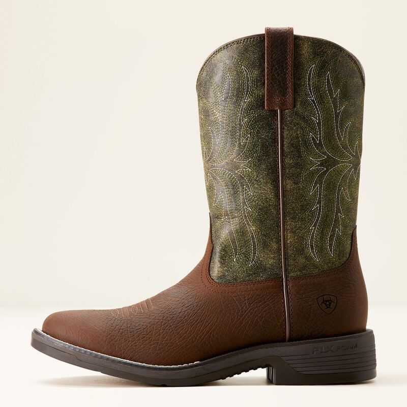 Ariat Ridgeback Round Toe Cowboy Boot Brown / Green | 618MKJZQD