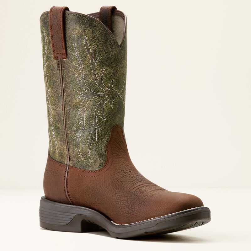 Ariat Ridgeback Round Toe Cowboy Boot Brown / Green | 618MKJZQD