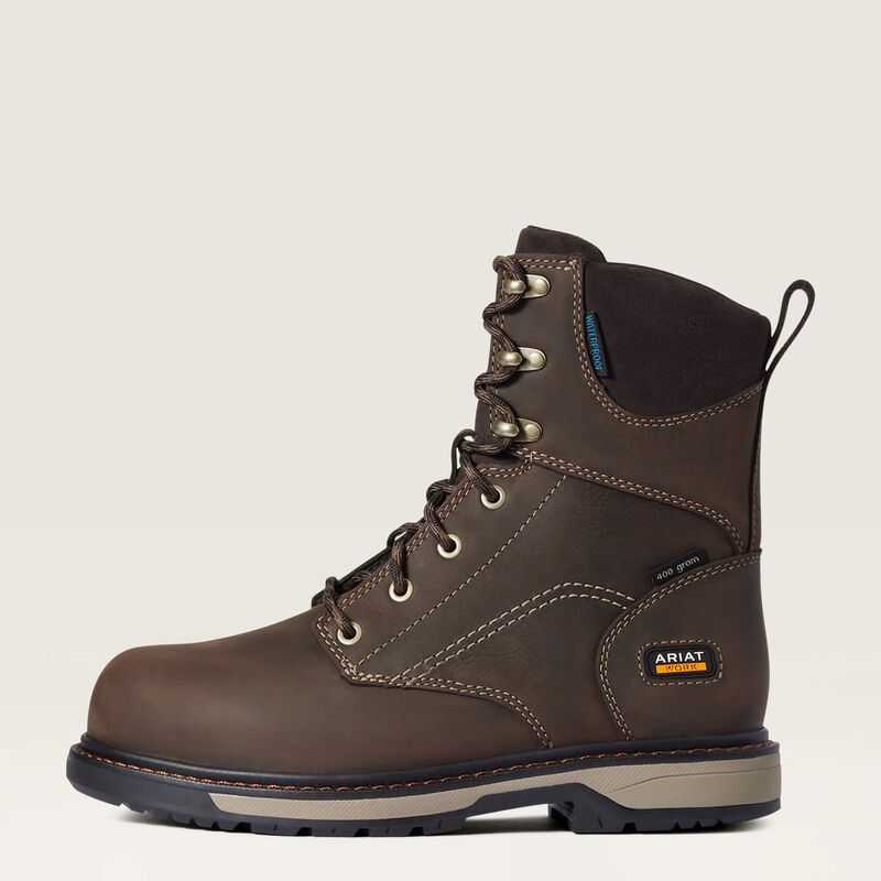 Ariat Riveter 8' CSA Glacier Grip Waterproof 400g Composite Toe Work Boot Dark Brown | 568RLVXPN