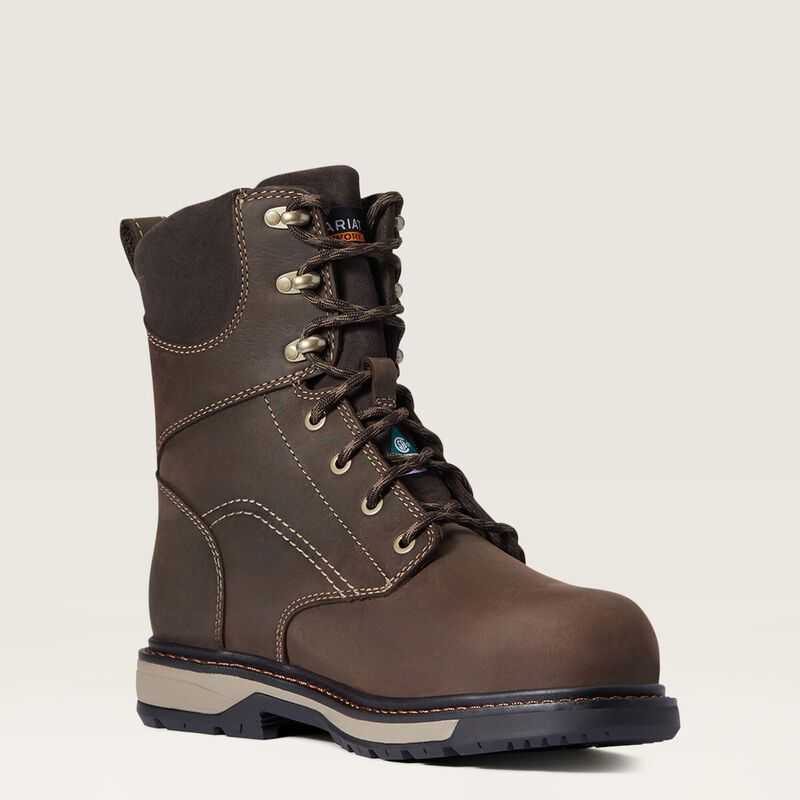 Ariat Riveter 8' CSA Glacier Grip Waterproof 400g Composite Toe Work Boot Dark Brown | 568RLVXPN