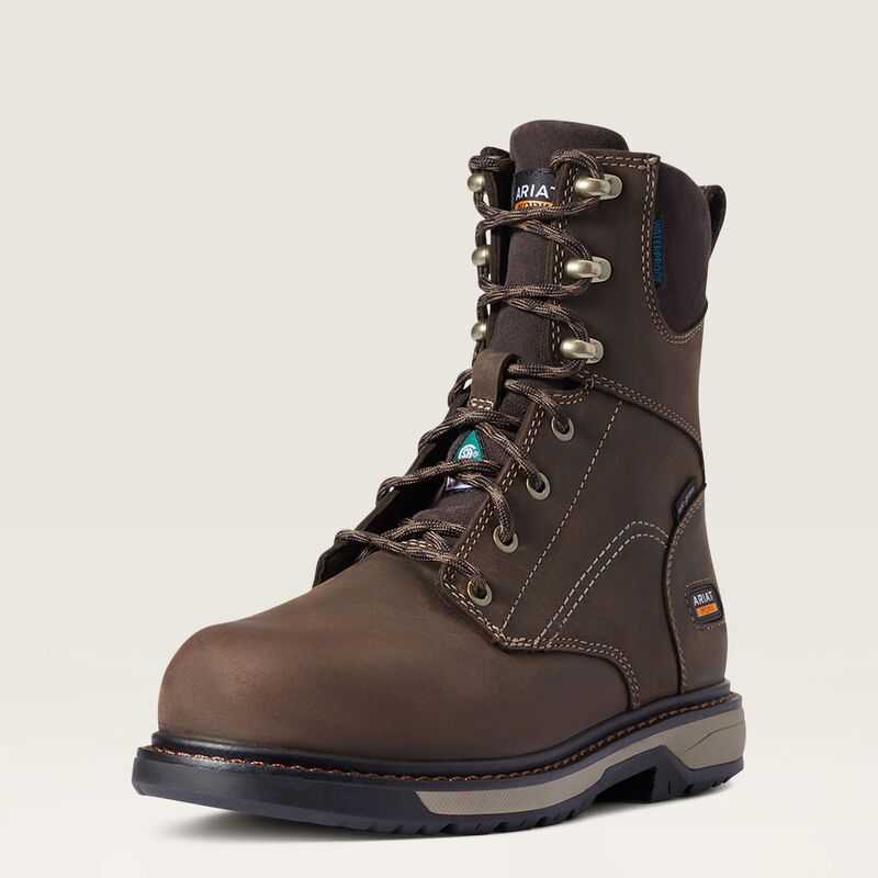 Ariat Riveter 8\' CSA Glacier Grip Waterproof 400g Composite Toe Work Boot Dark Brown | 568RLVXPN