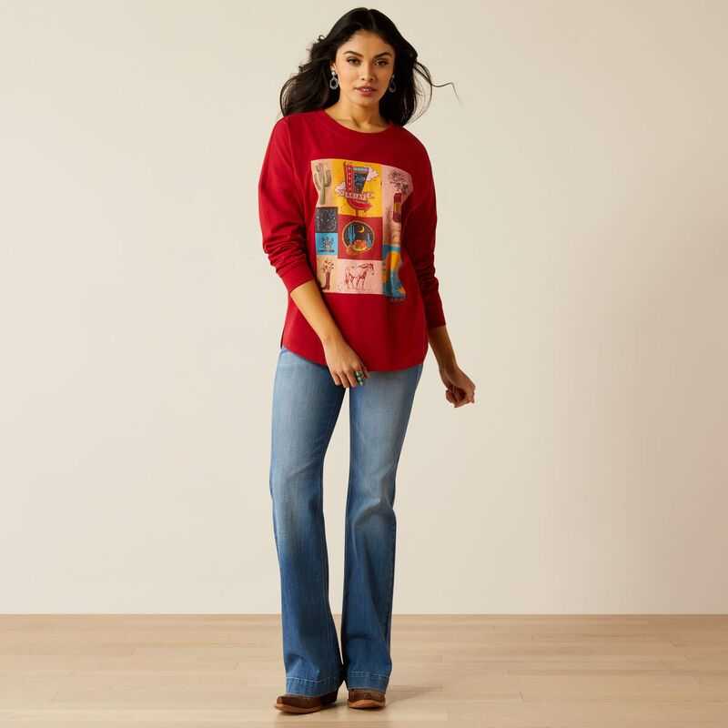 Ariat Roadside Oversized Shirt Red | 301JLCQHA