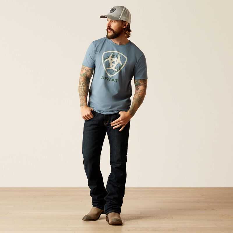 Ariat Rocky Peak T-Shirt Light Blue | 402REZNFX