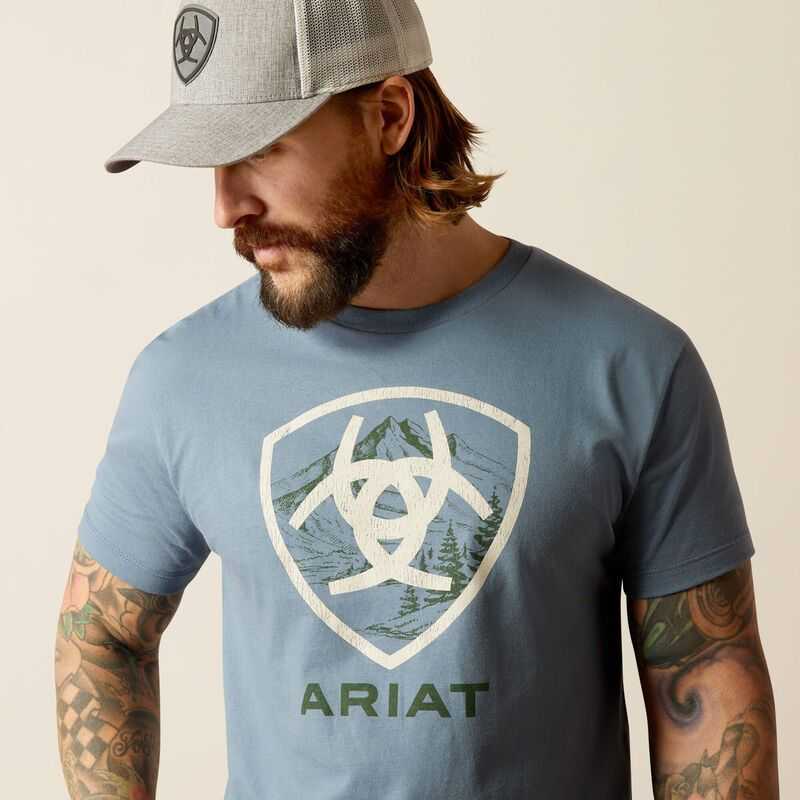 Ariat Rocky Peak T-Shirt Light Blue | 402REZNFX