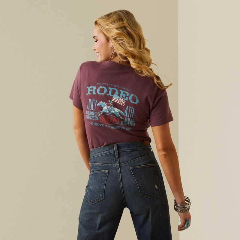 Ariat Rodeo Poster T-Shirt Burgundy | 829OVHTAN