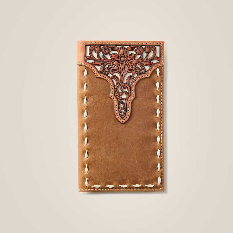 Ariat Rodeo Wallet Floral Embroidery Run Stitch Brown | 932ZWQFRM