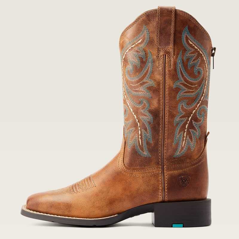 Ariat Round Up Back Zip Western Boot Brown | 021SWVGEX