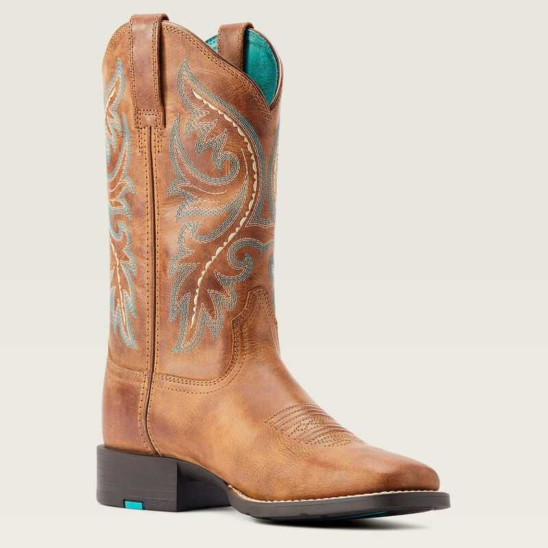 Ariat Round Up Back Zip Western Boot Brown | 021SWVGEX