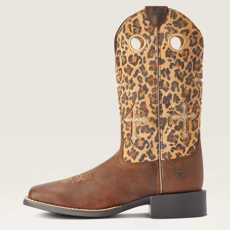 Ariat Round Up Crossroads Western Boot Brown | 465ZFXGAN