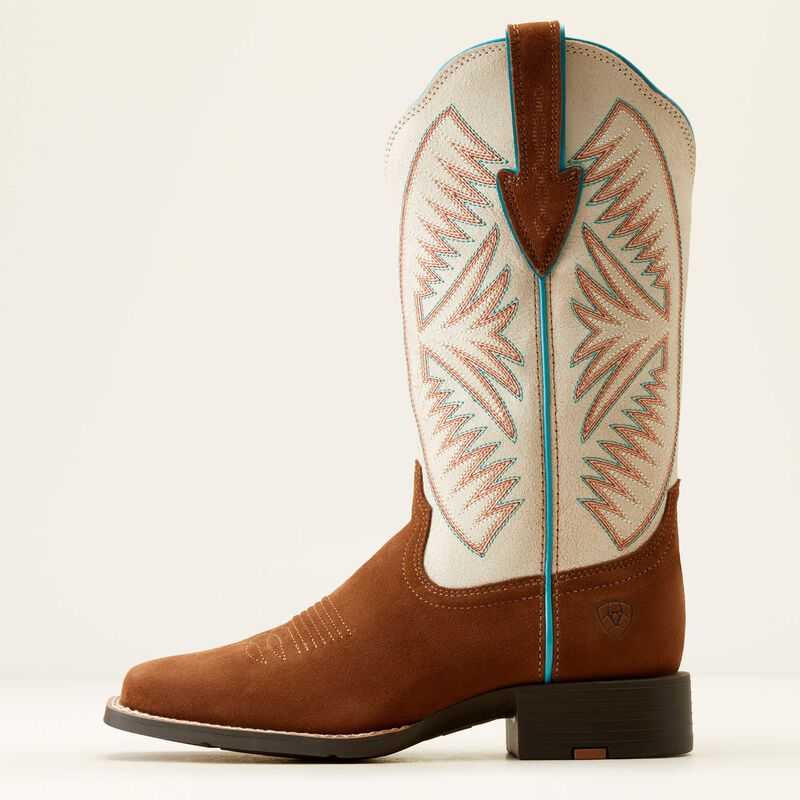 Ariat Round Up Ruidoso Western Boot Cedar Roughout|matte Pearl Suede | 476CVOIAS