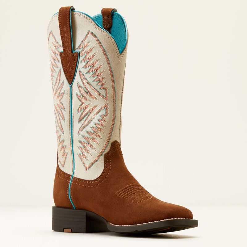 Ariat Round Up Ruidoso Western Boot Cedar Roughout|matte Pearl Suede | 476CVOIAS