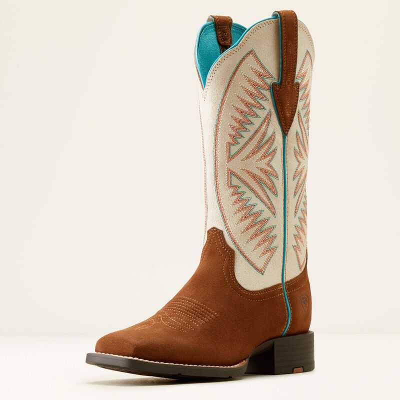 Ariat Round Up Ruidoso Western Boot Cedar Roughout|matte Pearl Suede | 476CVOIAS