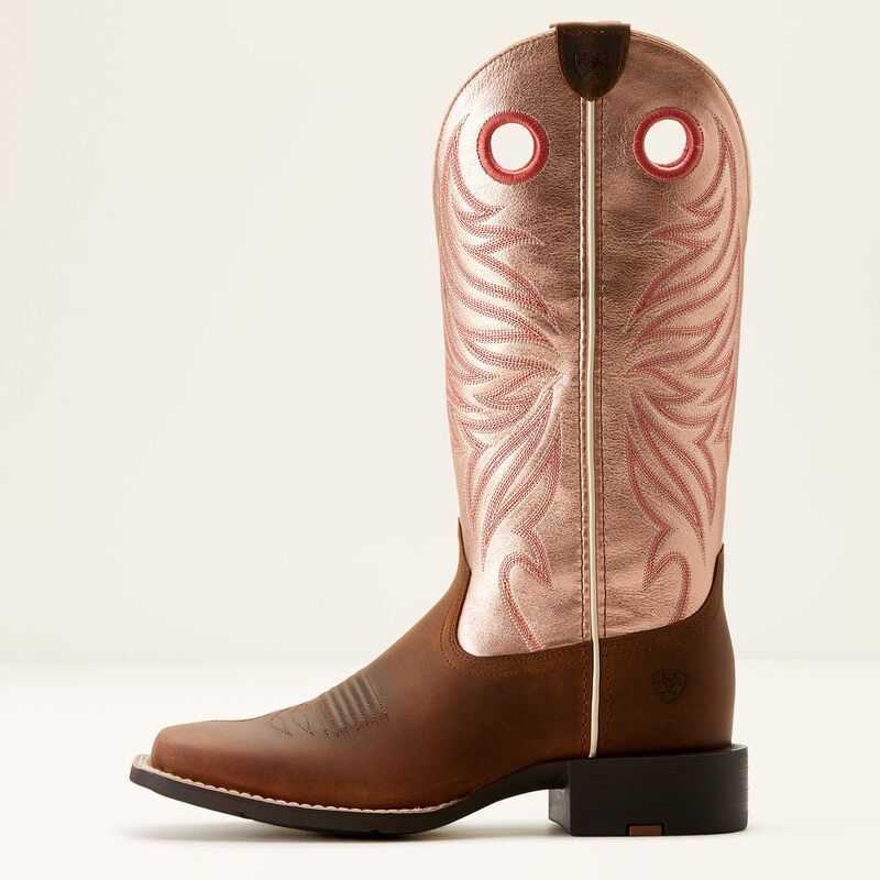 Ariat Round Up Ryder Western Boot Brown / Pink | 917CRAIYD