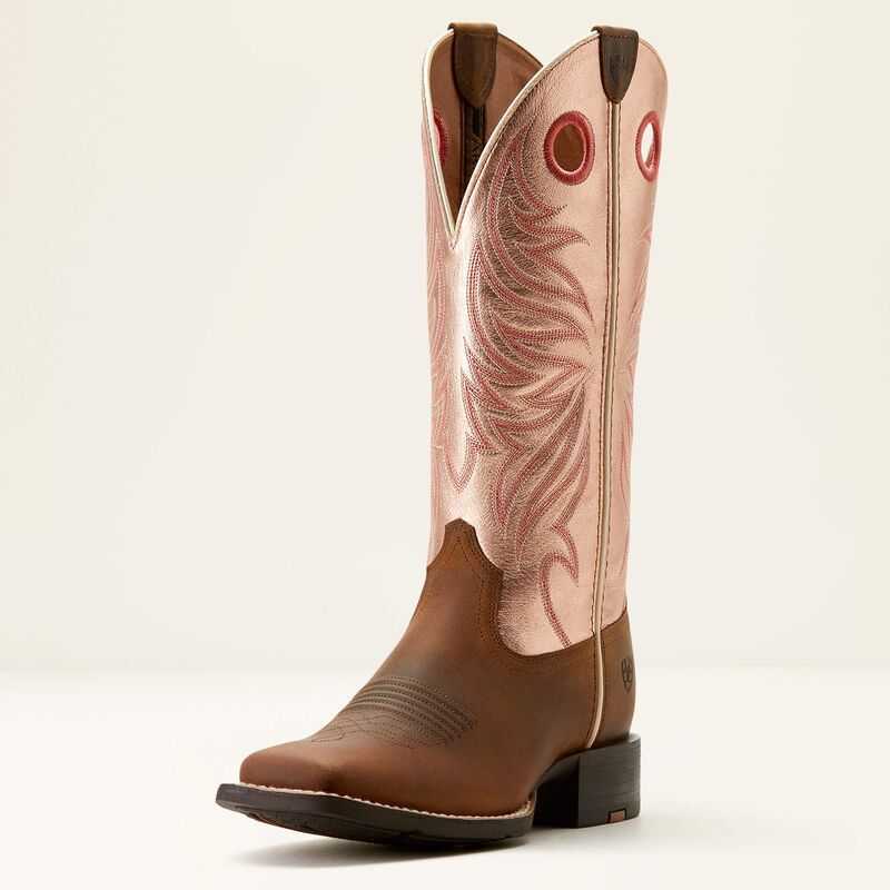 Ariat Round Up Ryder Western Boot Brown / Pink | 917CRAIYD