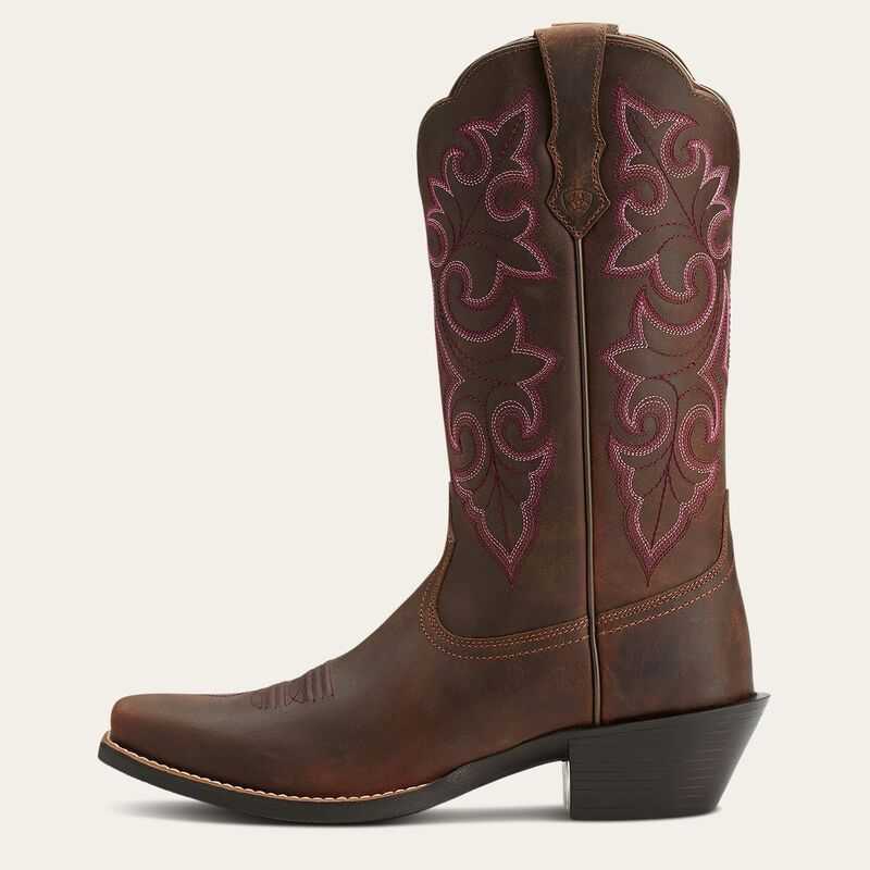 Ariat Round Up Square Toe Western Boot Brown | 280KDFCTE