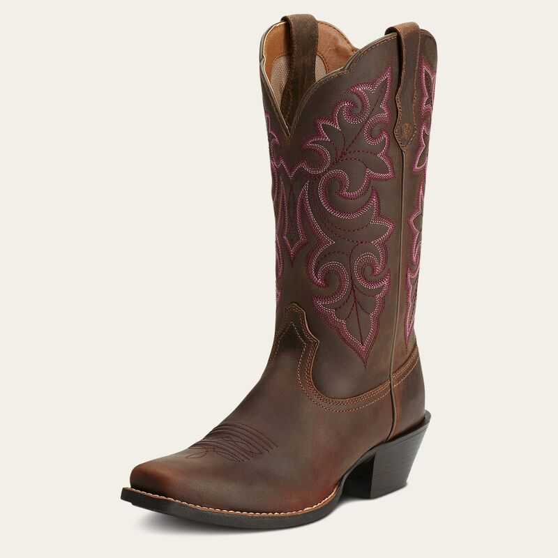 Ariat Round Up Square Toe Western Boot Brown | 280KDFCTE