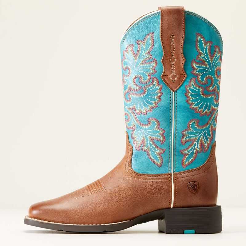 Ariat Round Up Wide Square Toe StretchFit Western Boot Buff Blonde | 913OJPURS