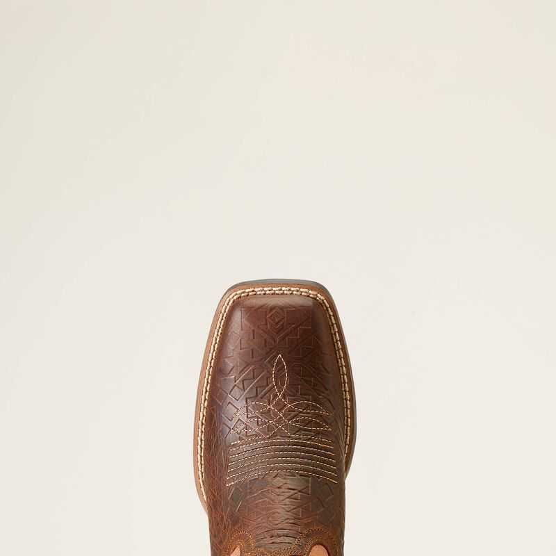 Ariat Round Up Wide Square Toe StretchFit Western Boot Toasted Blanket Emboss | 639ULDZFM