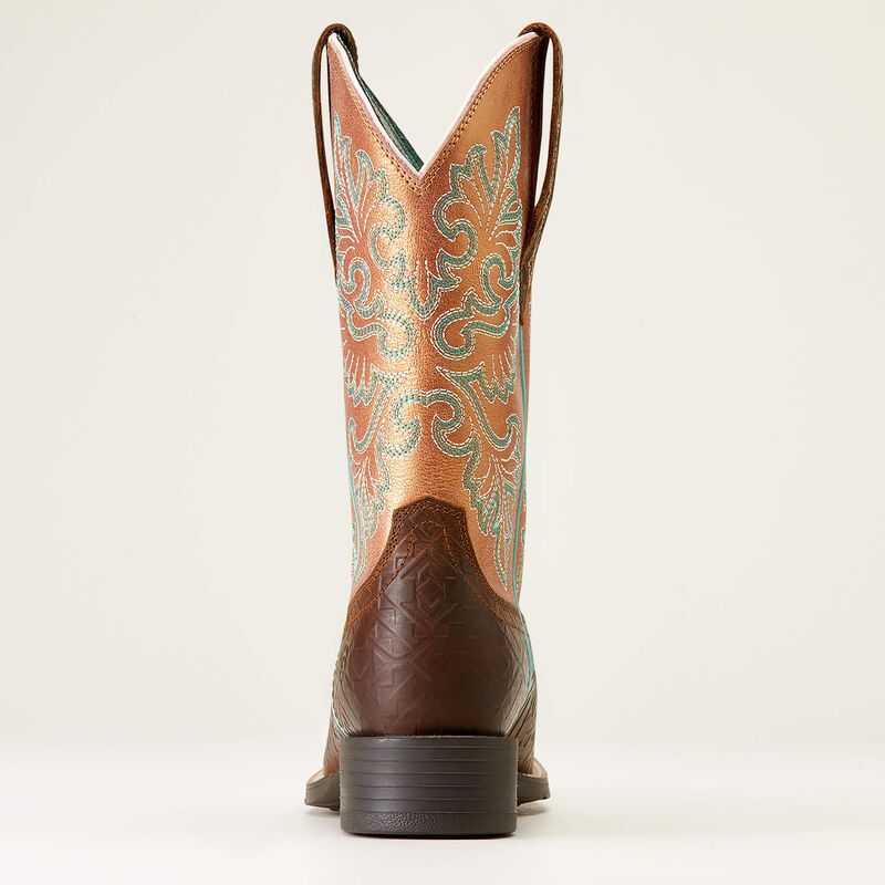 Ariat Round Up Wide Square Toe StretchFit Western Boot Toasted Blanket Emboss | 639ULDZFM