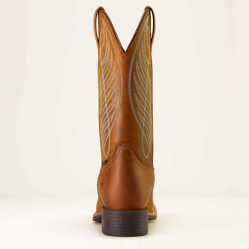 Ariat Round Up Wide Square Toe Waterproof Western Boot Brown | 562SMZCHQ