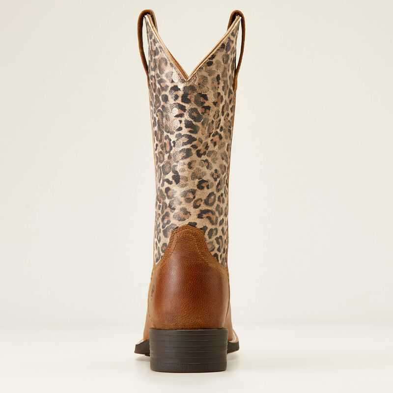 Ariat Round Up Wide Square Toe Western Boot Brown | 495JSPOMV