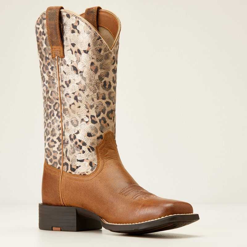 Ariat Round Up Wide Square Toe Western Boot Brown | 495JSPOMV