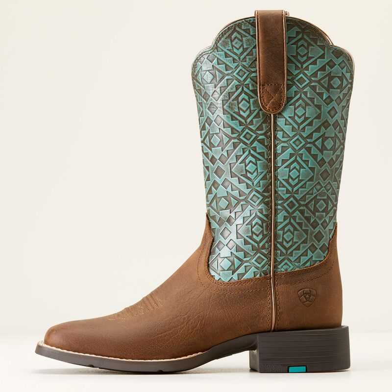 Ariat Round Up Wide Square Toe Western Boot Old Earth | 037OZIUFT