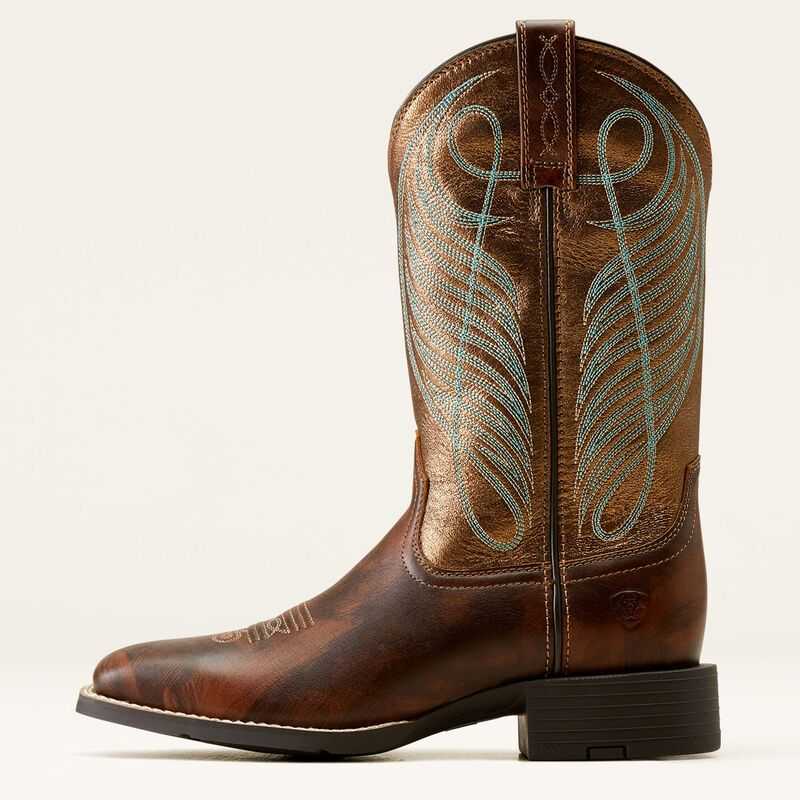 Ariat Round Up Wide Square Toe Western Boot Brown | 920DJUXSE